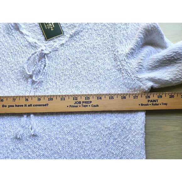 TOP/KNIT-RALPH LAUREN-LAUREN JEAN CO.-White-V-Tie Neck-Long Sleeves-Size XL-NWT - Picture 9 of 13